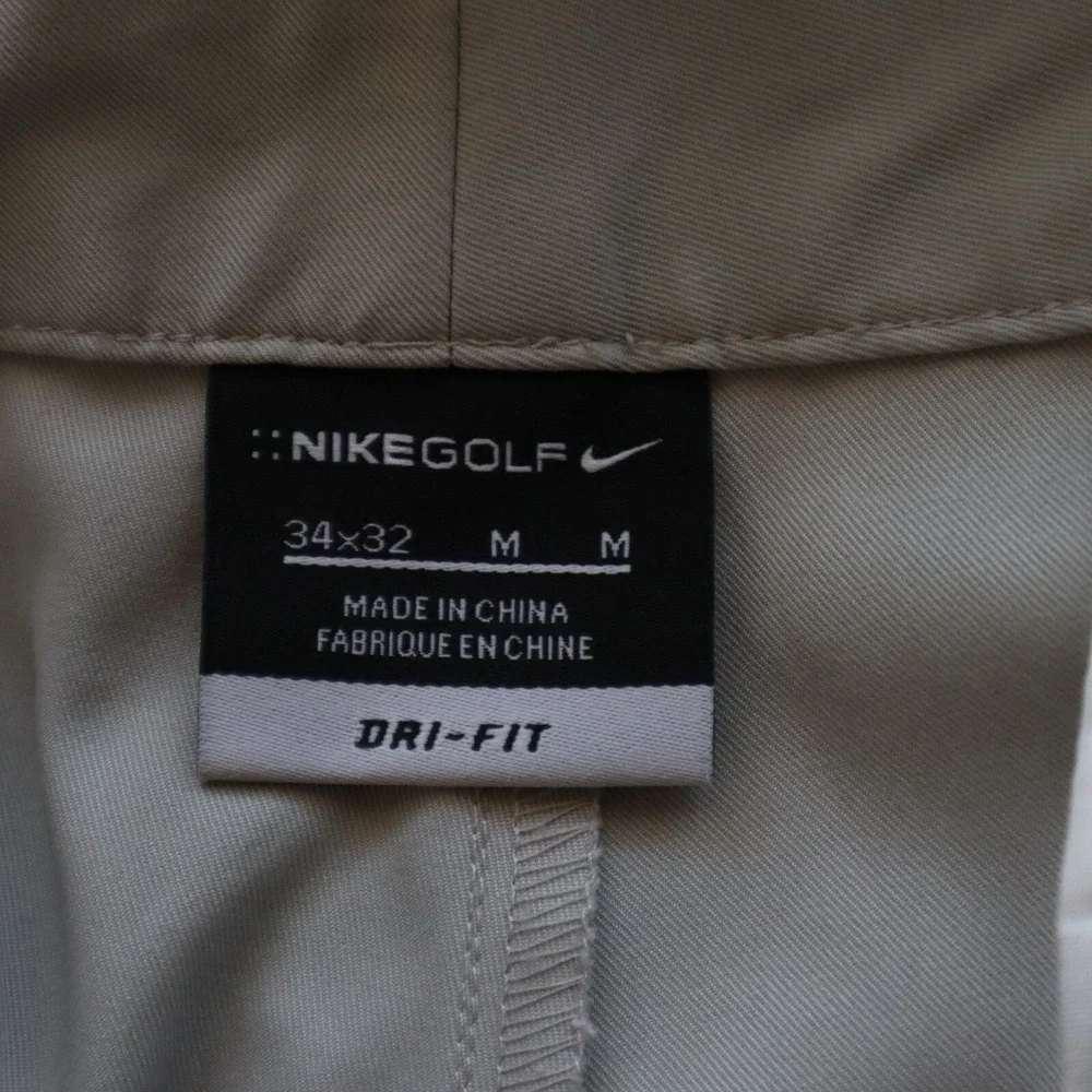Nike Golf Pants Mens 34x32‎ Dri-Fit Performance Chino Stretch Flat Front Beige